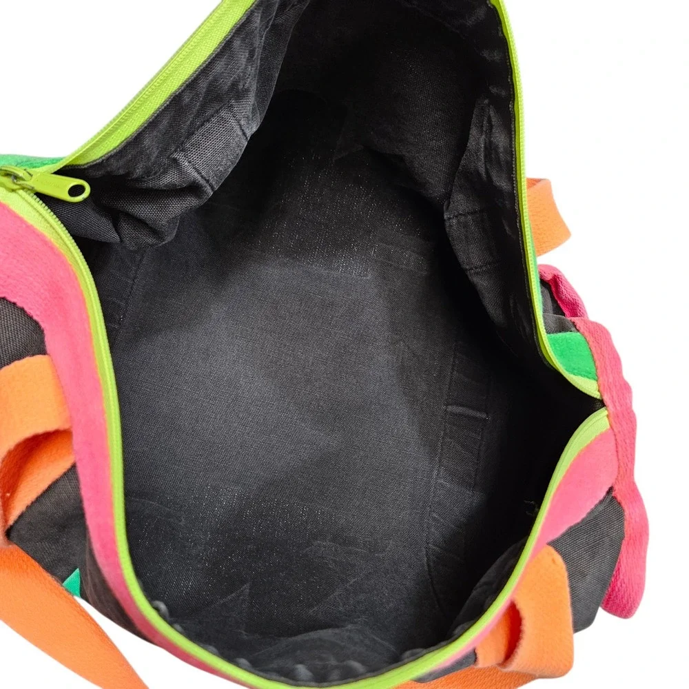 Vintage 80s 90 Cancun Mexico‎ Mini Duffel Bag Neon Trim Travel Beach Bag